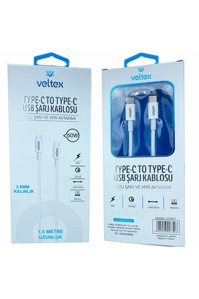 Genel Markalar Pd 60w 1.5m Type-c To Type-c Hızlı Usb Kablo 3.8mm Kalınlık Ve...