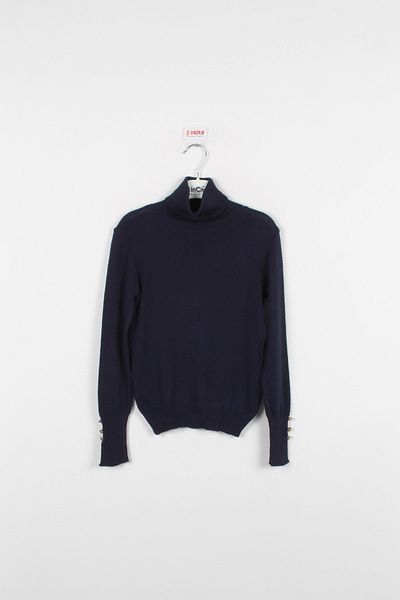incity Girl's Navy Blue Turtleneck Sweater