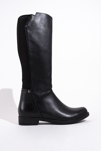 Modabuymus Γνήσιο δέρμα Flat Rider Γυναικείες εύκαμπτες μαύρες μπότες - Derbinz
