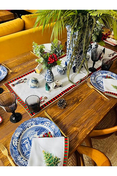 ge living Decorative Nutcracker Patterned Christmas Themed Runner 40 cm X 120 cm