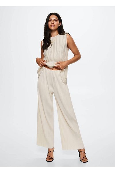 MANGO Woman Pleated Palazo Trousers