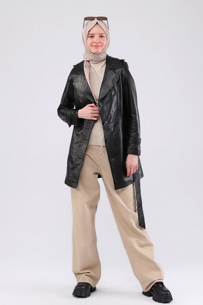 CE-YIL DERİ ÜRÜNLERİ Women's Genuine Leather Jacket