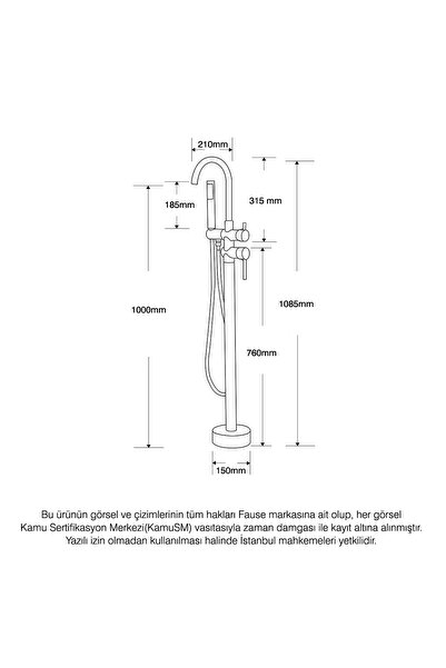 Fause Ayaklı Yerden Küvet Bataryası Adonis Kkb105