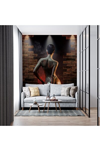 Duvar Kağıdı Marketi 3d Taş Desenli Kırmızı Dumanlı Kadın Duvar Kağıdı