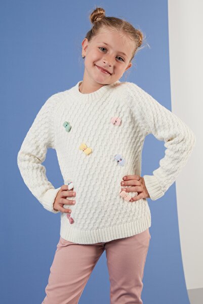 Lela Crew Neck Bow Detailed Sweater Girl's Sweater 633mj804