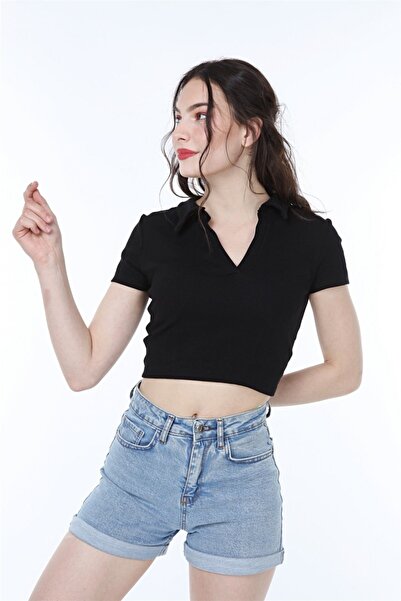 alita butik Kadın Sırt Dekolteli Yakalı Bluz A22s101-1054