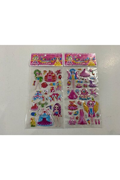 BONBON Autocolant în relief cu păpușă cu păr verde, în set de 2