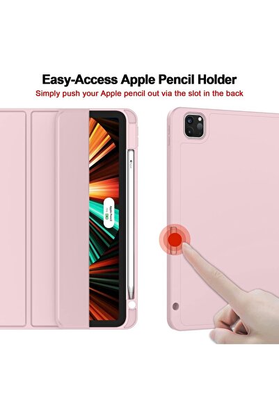 UnDePlus Apple Ipad Pro 12.9 5. Nesil 6. Nesil Kılıf Pen Charge Kalem Bölmeli 2021 - 2022