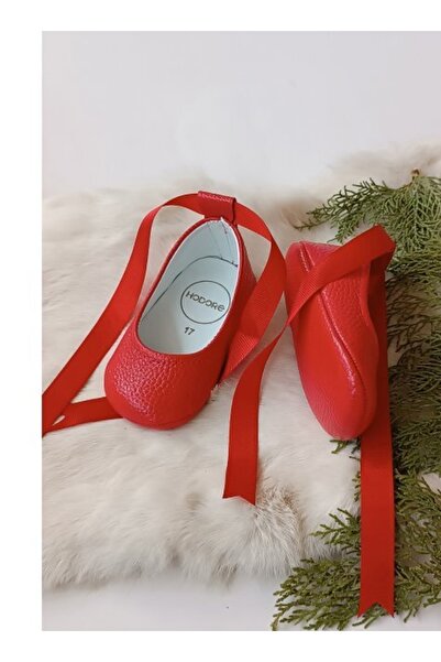 Hodore Fiore Genuine Leather Baby Ballerina Loafer Red