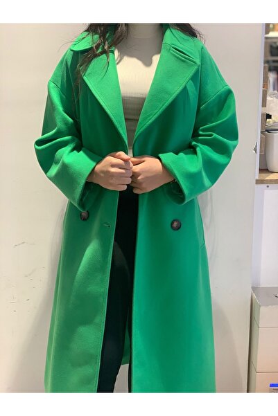 AYHAN Double Breasted Collar Coat with Double Pockets and Buttons