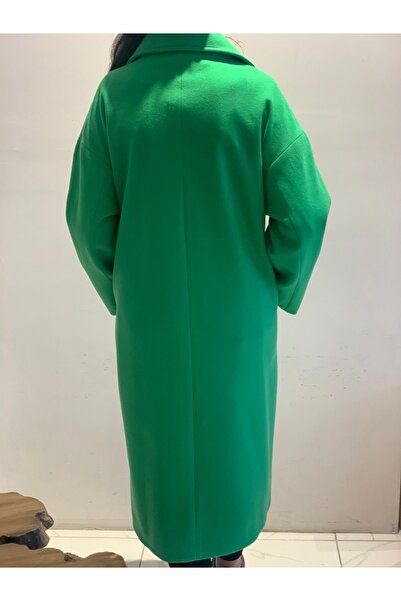 AYHAN Double Breasted Collar Coat with Double Pockets and Buttons