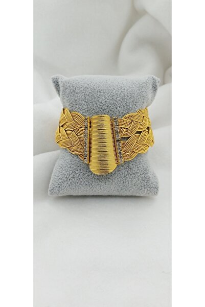 EVSEK 22 Ayar Altın Kaplama Trabzon Hasır Burma Çelik Bilezik