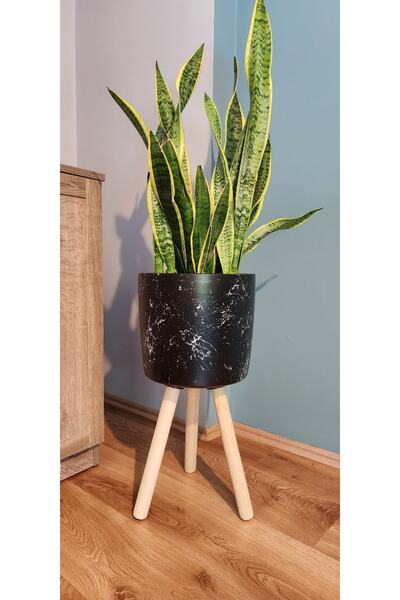 Balcony Flower 26 cm Ayaklı Siyah Salon Saksı