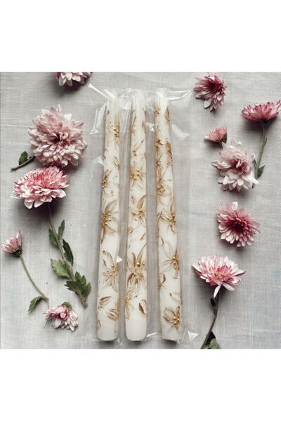 STUDIO SOI CANDLE&MORE Gold Çizimli Tekli Şamdan Mumu