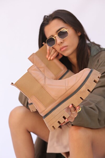 ELİT SHOES Nathalie Hakiki Deri Saya Dikiş Detaylı Kadın Postal