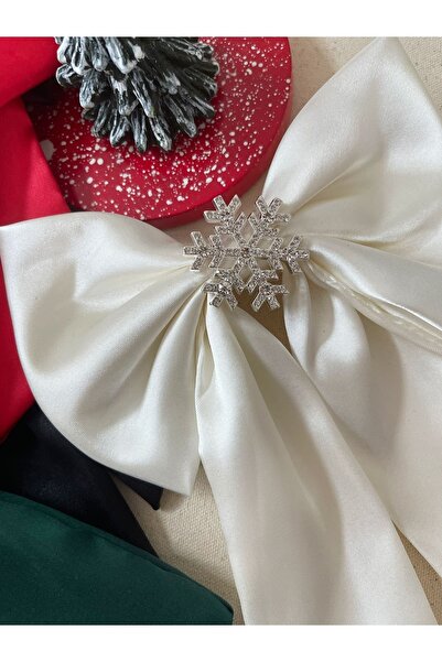 WAHSHE مشبك من الساتان على شكل فيونكة ندفة الثلج