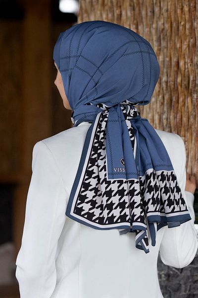 Vissona Γυναικείο Luxury Medina Silk Shawl Indigo - Μαύρο