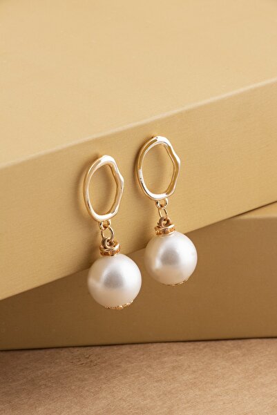 Sortie Aksesuar Oval Figürlü Sallantılı Eskitme Inci Küpe 008