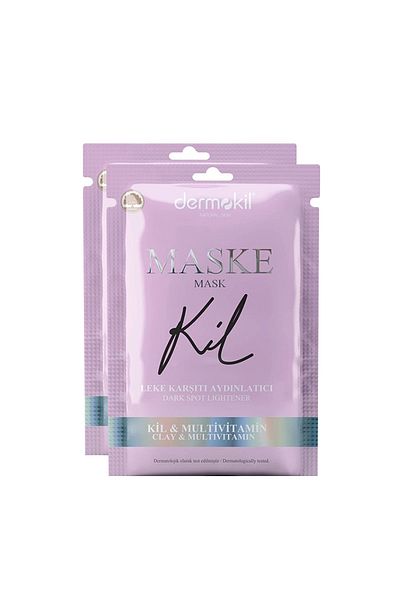 Dermokil 2 Pieces Anti-Blemish Brightening Clay Face Mask with Multivitamin Content 15 ml