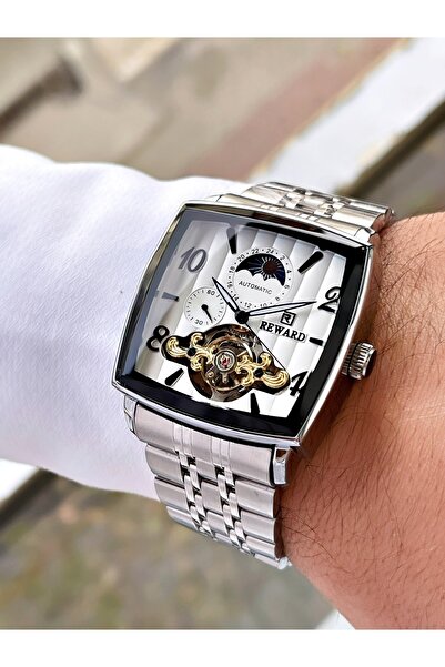 Reward Gümüş Renk Kare Model Fonksiyonlar Aktif Erkek Kol Saati + Bileklik Hediyeli