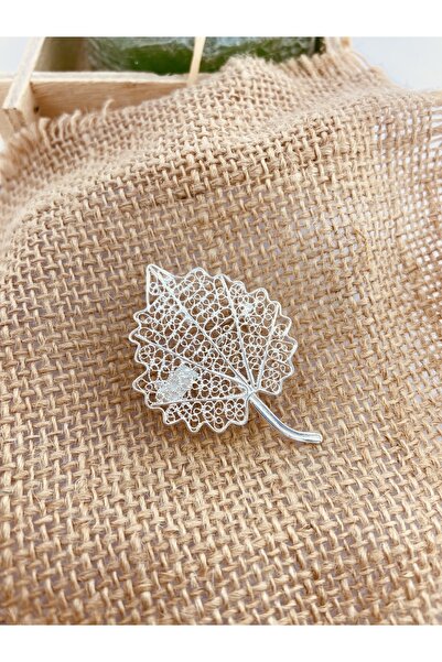 Midyat Artuklu Gümüşçülük Canada Yaprağı Gümüş Telkari Broş