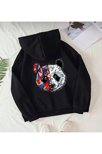 Tarzsokak Hanorac din bumbac cu buzunar cangur cu glugă, cu imprimeu panda, n...