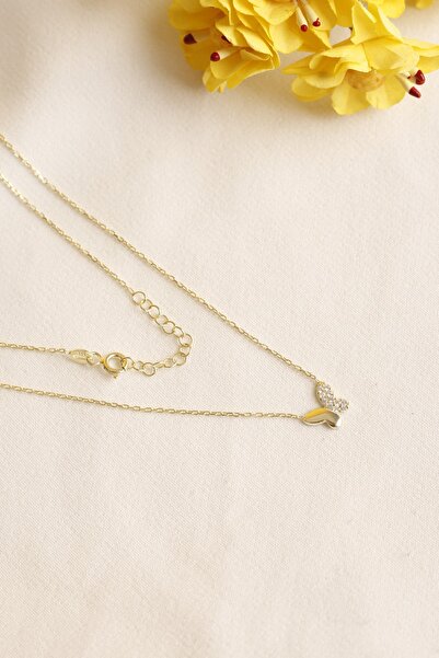 Lia Berto Altın Kaplama Minimal Kelebek 925 Ayar Gümüş Kolye