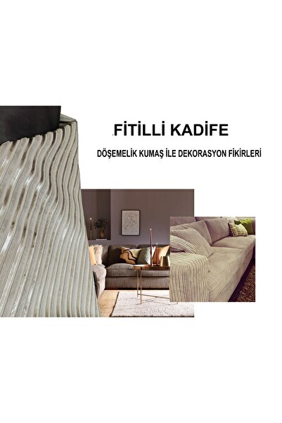 B'Dekor Fitilli Kadife (corduroy) Döşemelik Kumaş-toprak Gri