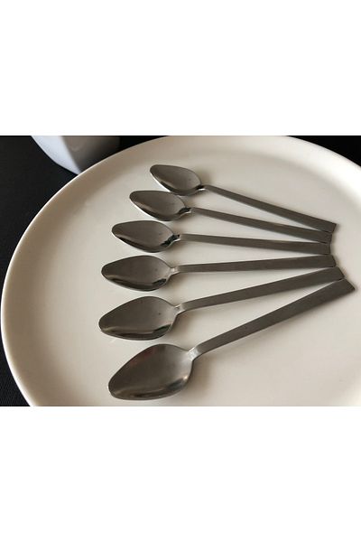 DİBA AVM Teaspoons 6 Pieces Steel Luxury Teaspoons Stainless Steel Teaspoons Plain Plain Stainless