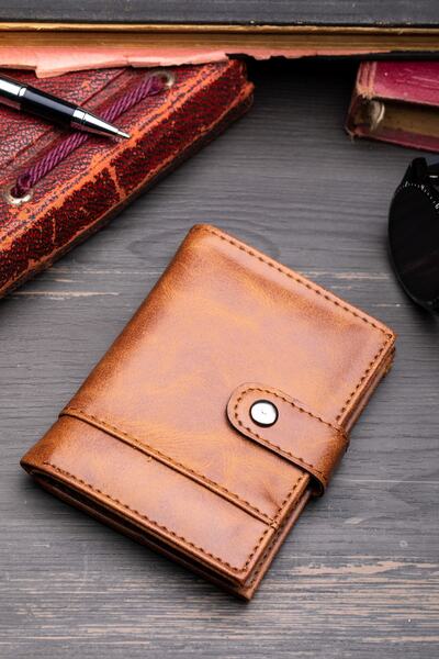 enderun محفظة جلدية نباتية بنية للجنسين