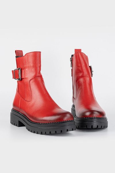 TUNAELLİ Women's Red Genuine Natural Leather Boots & Booties Size 35-41