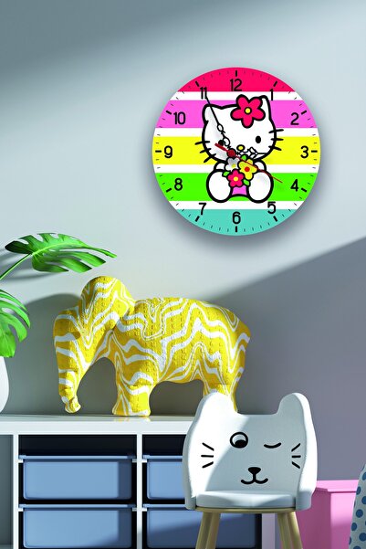 Genel Markalar Çocuk Odası Dijital Baskılı Sessiz Akar Duvar Saati Model 1470