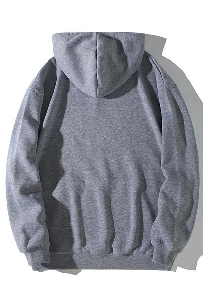 Mythologie Michelangelo Slogan Printed Unisex Oversize γκρι φούτερ με κουκούλα καγκουρό τσέπη