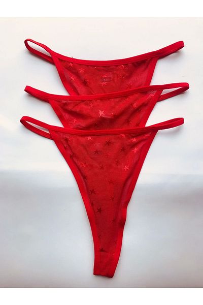 mendoza store Set de 3 chiloți roșii de Anul Nou