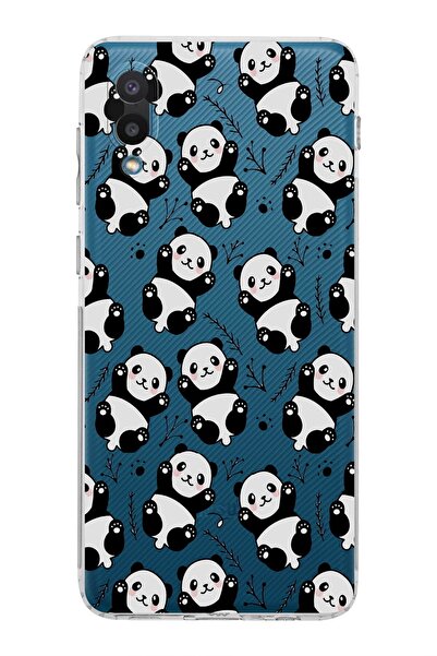 PrintiFy Samsung Galaxy A02 Kamera Korumalı Kapak Panda Tasarımlı Şeffaf Kılıf