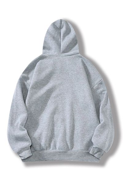 Mythologie Vintage τζιν εμπριμέ Unisex φούτερ με γκρι κουκούλα καγκουρό τσέπη
