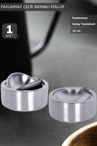 Jet's Home Τασάκι μονής ώθησης 12 cm Τασάκι από ανοξείδωτο ατσάλι Τασάκι τσιγάρων