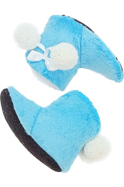 AkınalBella Baby Blue Pompom Home Μποτάκια Παντόφλες