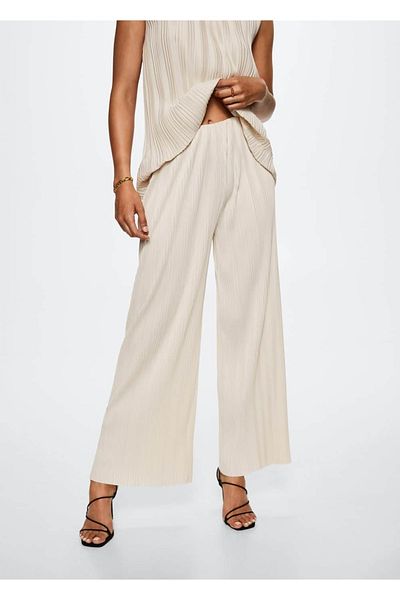 MANGO Woman Pleated Palazo Trousers