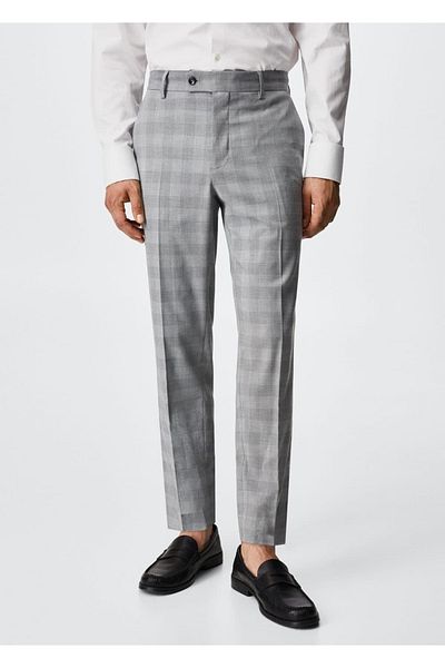 MANGO Man Slim Fit Checked Trousers