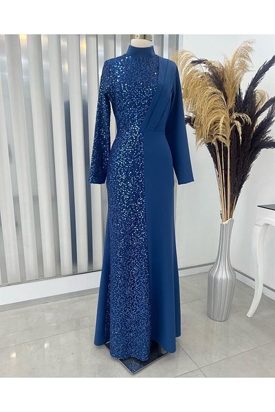 Surikka Βραδινό φόρεμα με παγιέτες Azalea Hijab Indigo