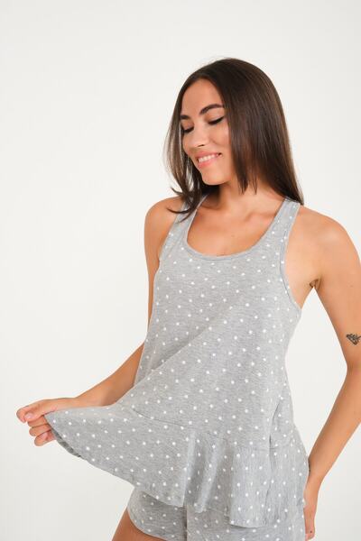 Dennis Denise قميص داخلي نسائي بحزام رفيع مطبوع عليه نجمة رمادية