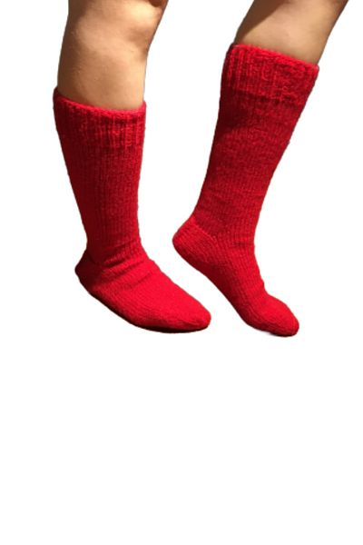 Işin Tasarım Red Colored Wool Hand Knitted Unisex Christmas Socks Size 40 44