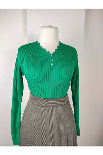 ALMİNA Cotton Diagonal Fabric Pleated Skirt