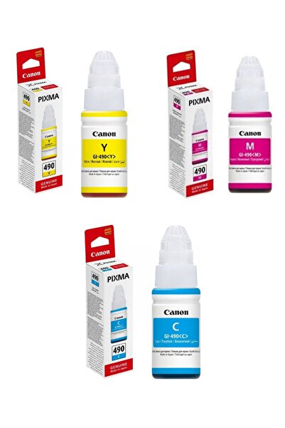 Canon Gı-490 Pixma G2415 3 Renk (sarı Mavi Kırmızı) Orjinal Mürekkep Seti Gı-...