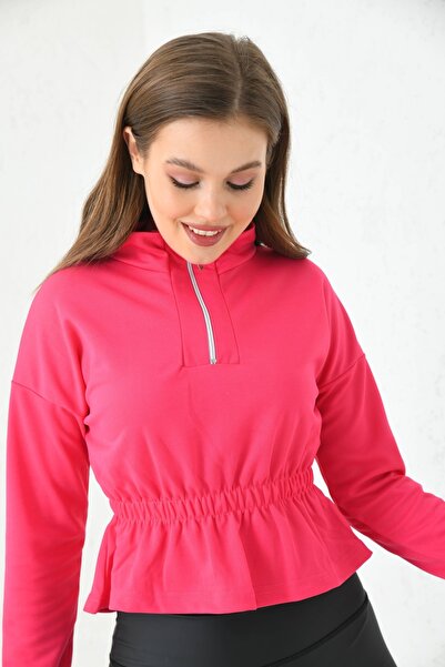 VOLT CLOTHİNG Women's Zippered Gathered Waist Blouse