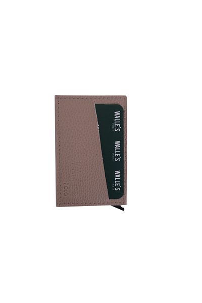 Walle's Polo Θήκη κάρτας Unisex Cream Leather Rfid Protected Automatic Mechanism Aluminium