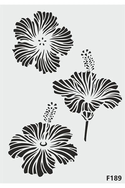 STENCİLTASARIM Stencil Design F189 Hibiscus Flower Patterns Wall Wood Glass Painting Pattern