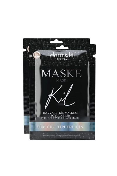 Dermokil Peelable Black Clay Face Mask with Caviar for All Skin Types 15 Ml X 2 Pieces