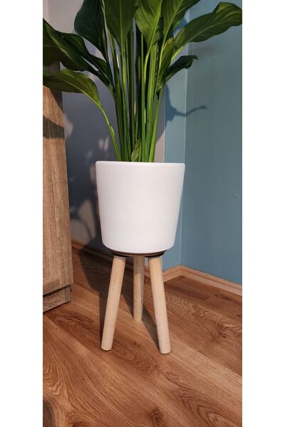 Balcony Flower 21 Cm Ayaklı Beyaz Salon Saksı